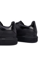 Erkek Siyah Bağcıklı Kalın Tabanlı Deri Sneaker | Derimod