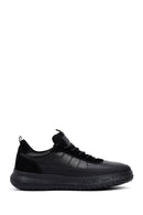 Men's Black Lace-Up Thick Sole Leather Sneakers | Derimod