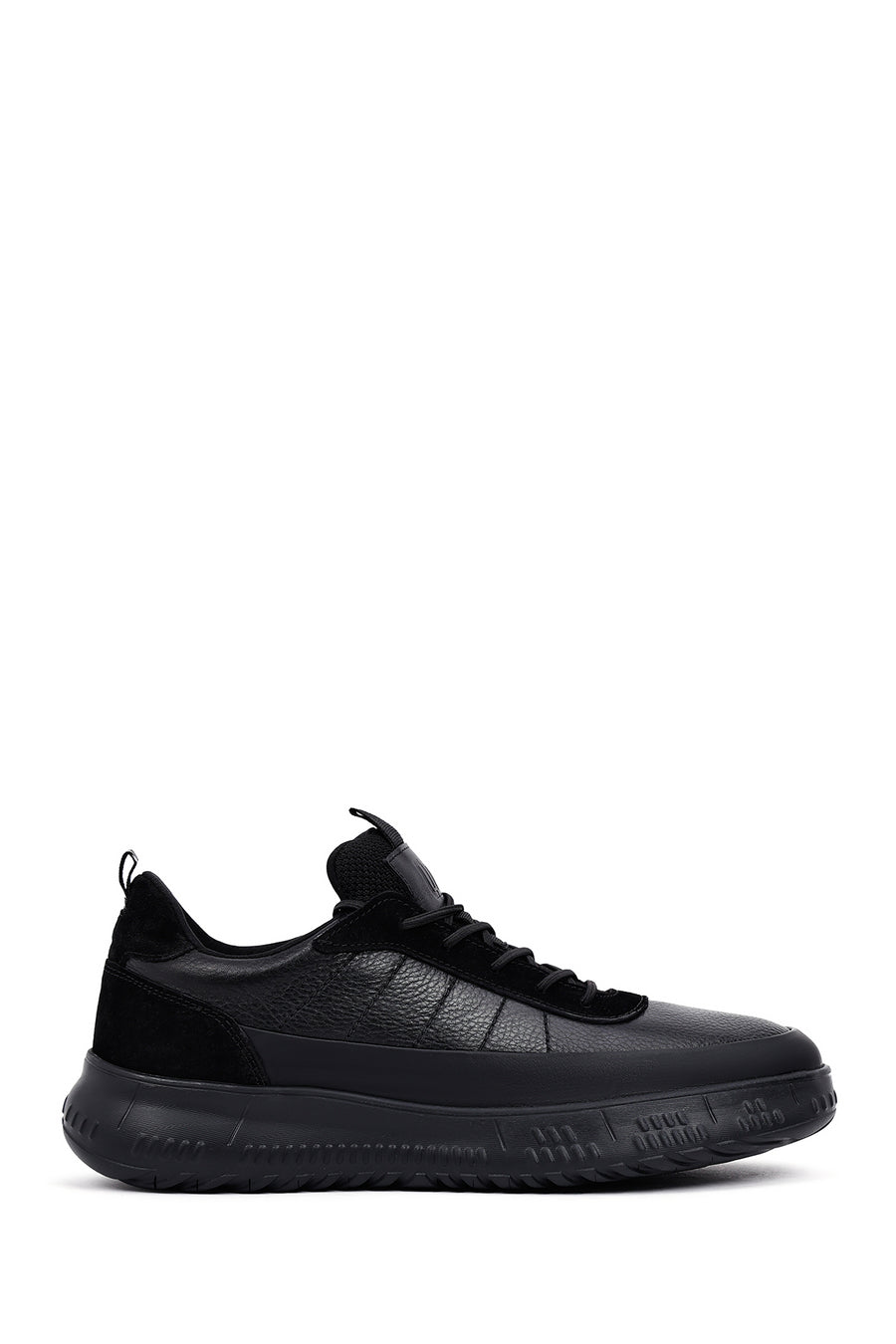Men's Black Lace-Up Thick Sole Leather Sneakers 25WFD650514 | Derimod