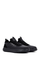 Men's Black Lace-Up Thick Sole Leather Sneakers | Derimod