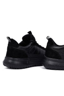 Men's Black Lace-Up Thick Sole Leather Sneakers | Derimod