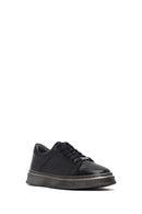 Erkek Siyah Bağcıklı Deri Sneaker | Derimod