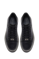 Erkek Siyah Bağcıklı Deri Sneaker | Derimod