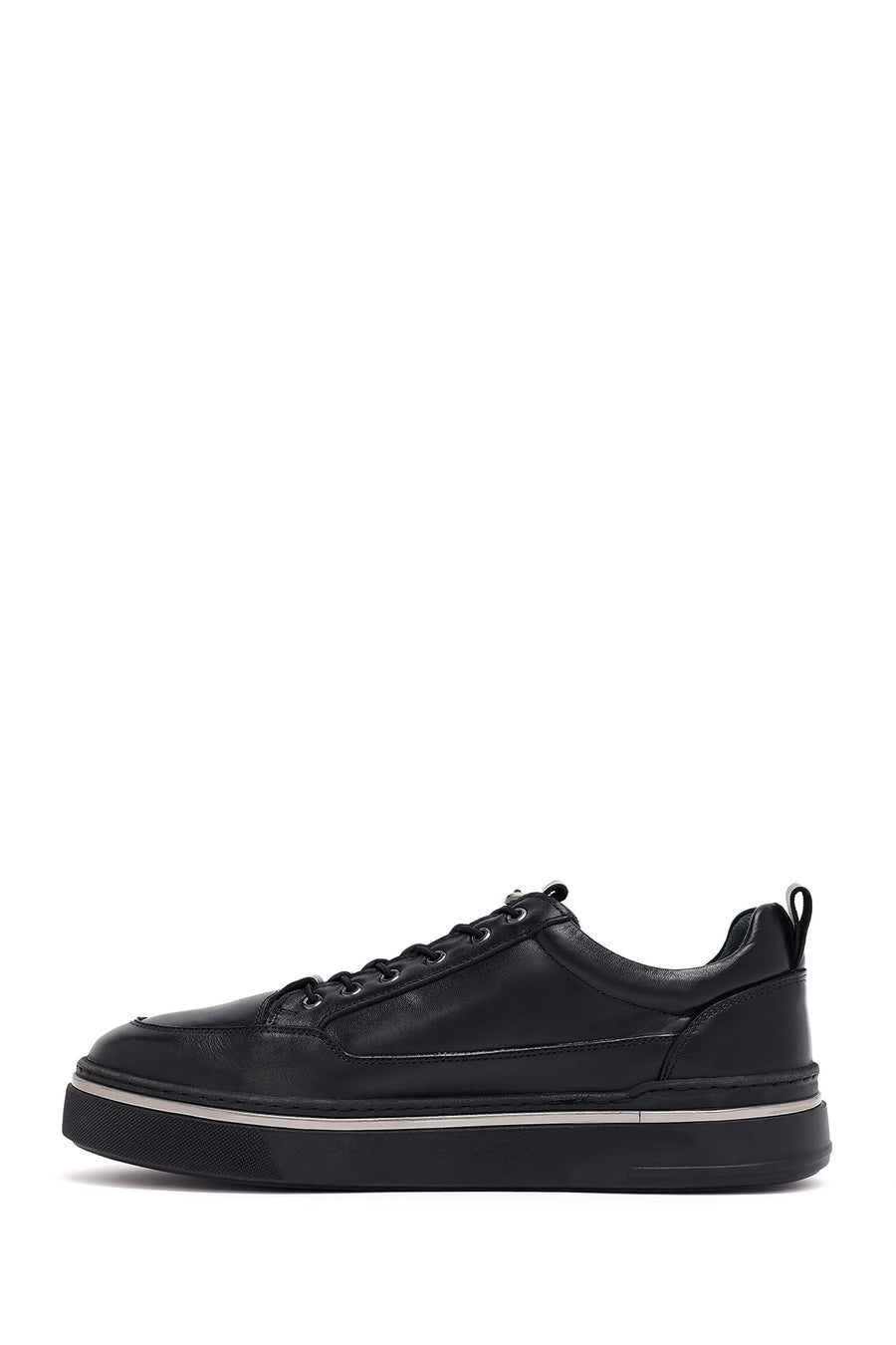 Men's Black Lace Up Leather Sneakers