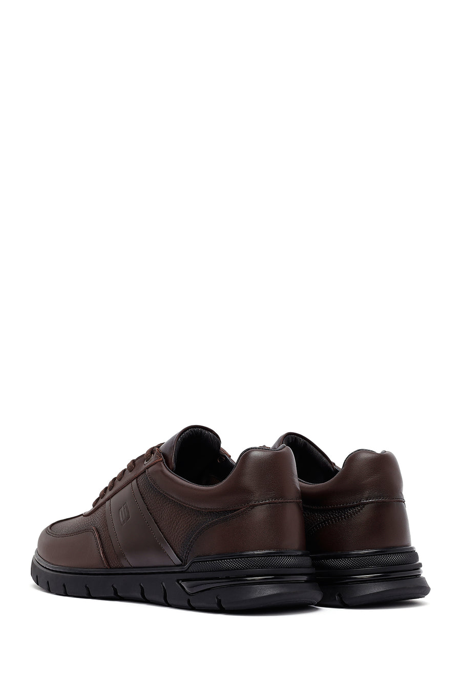 Men's Brown Lace-Up Leather Casual Sneakers