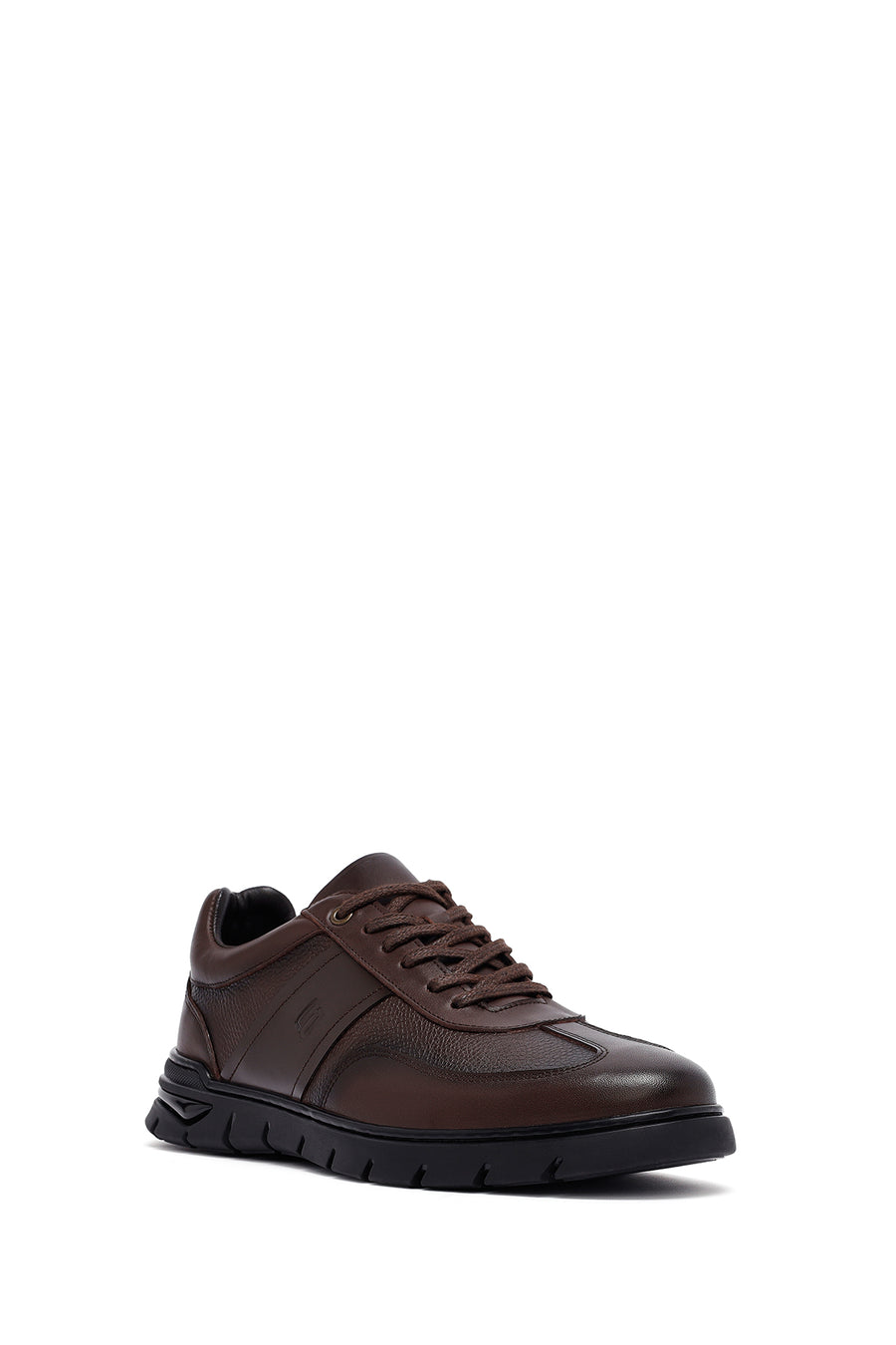 Men's Brown Lace-Up Leather Casual Sneakers