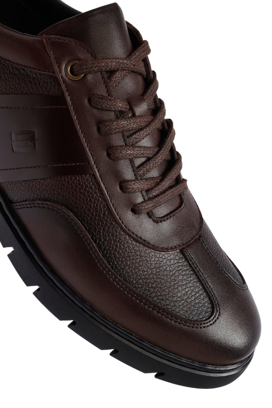 Men's Brown Lace-Up Leather Casual Sneakers