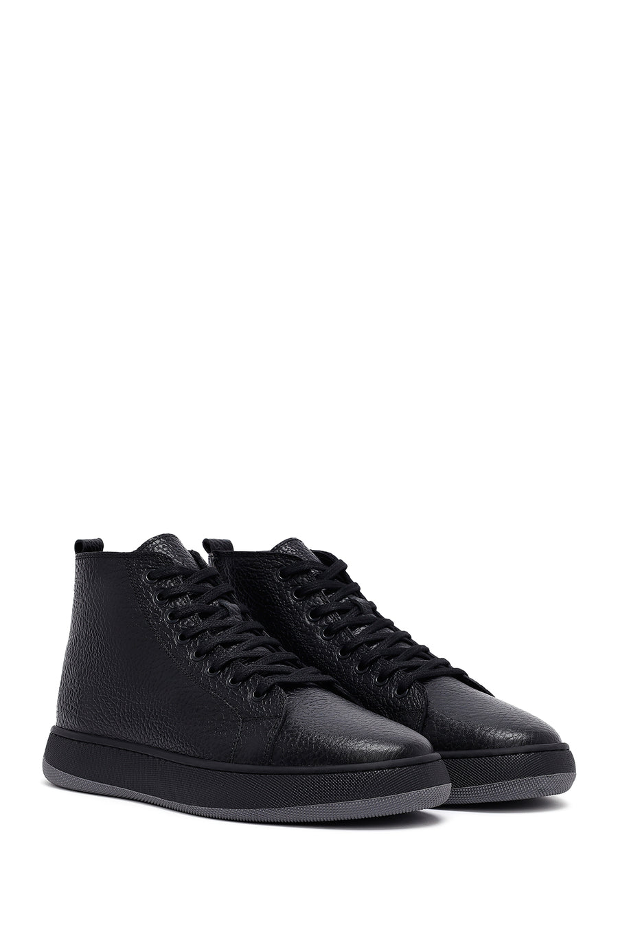 Men's Black Lace-Up Zipper Leather Sports Boots