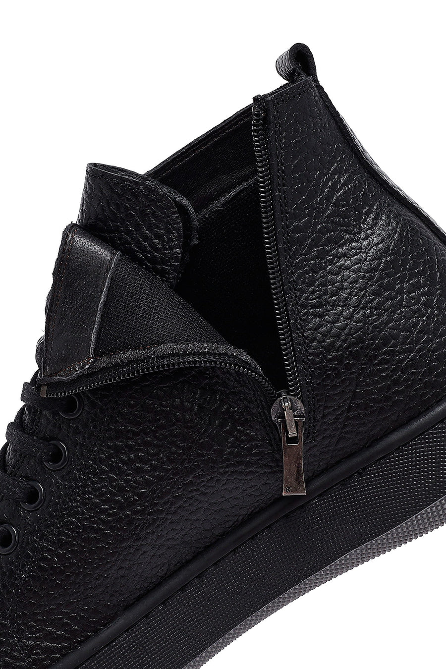 Men's Black Lace-Up Zipper Leather Sports Boots