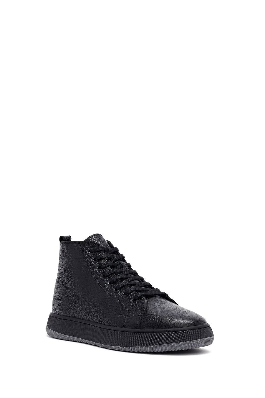 Men's Black Lace-Up Zipper Leather Sports Boots