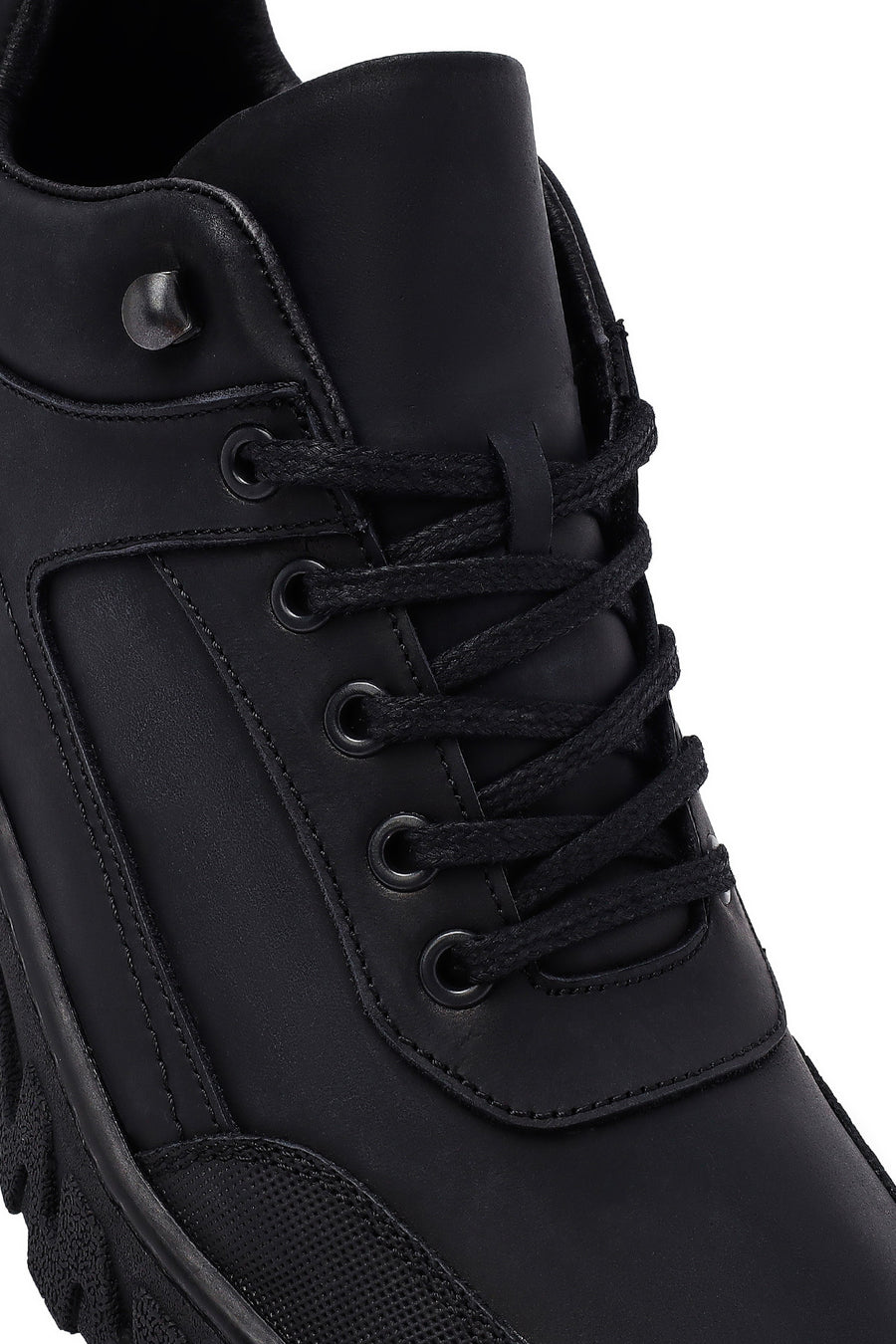 Men's Black Lace-Up Leather Casual Boots