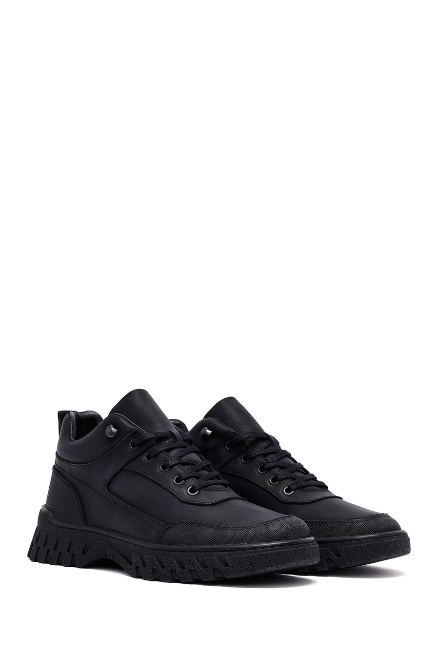 Men's Black Lace-Up Leather Casual Boots