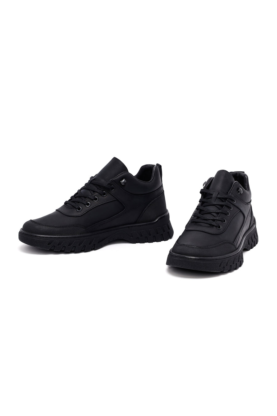 Men's Black Lace-Up Leather Casual Boots