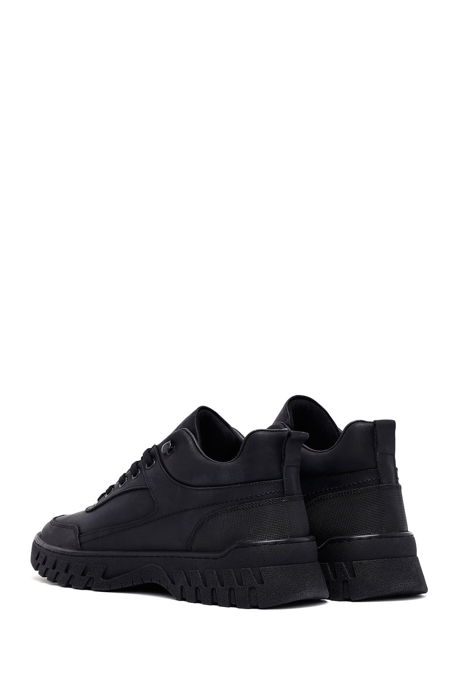 Men's Black Lace-Up Leather Casual Boots