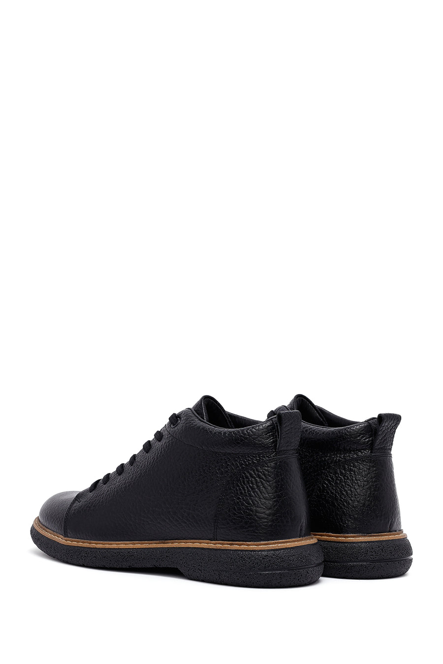 Men's Black Lace-Up Leather Casual Boots
