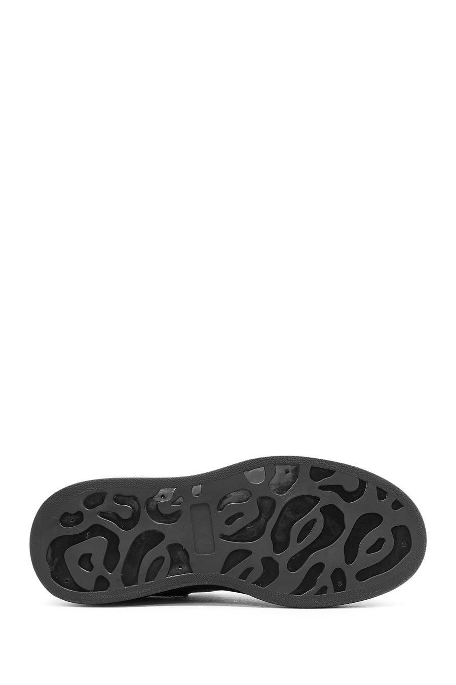 Men's Black Lace-Up Thick Sole Leather Sneakers