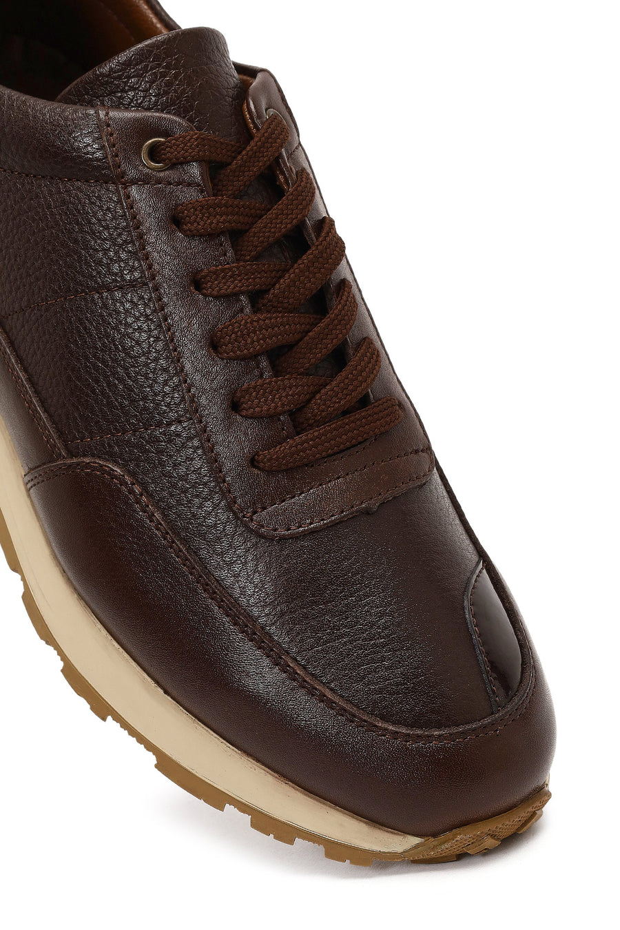 Men's Brown Lace-up Leather Casual Sneaker