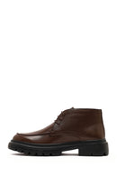 Men's Brown Lace-Up Thick Sole Leather Casual Boot | Derimod