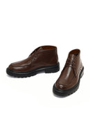 Men's Brown Lace-Up Thick Sole Leather Casual Boot | Derimod