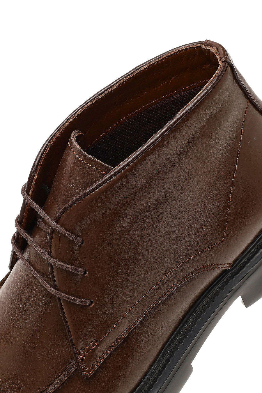 Men's Brown Lace-Up Thick Sole Leather Casual Boot