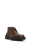 Men's Brown Lace-Up Thick Sole Leather Casual Boot | Derimod