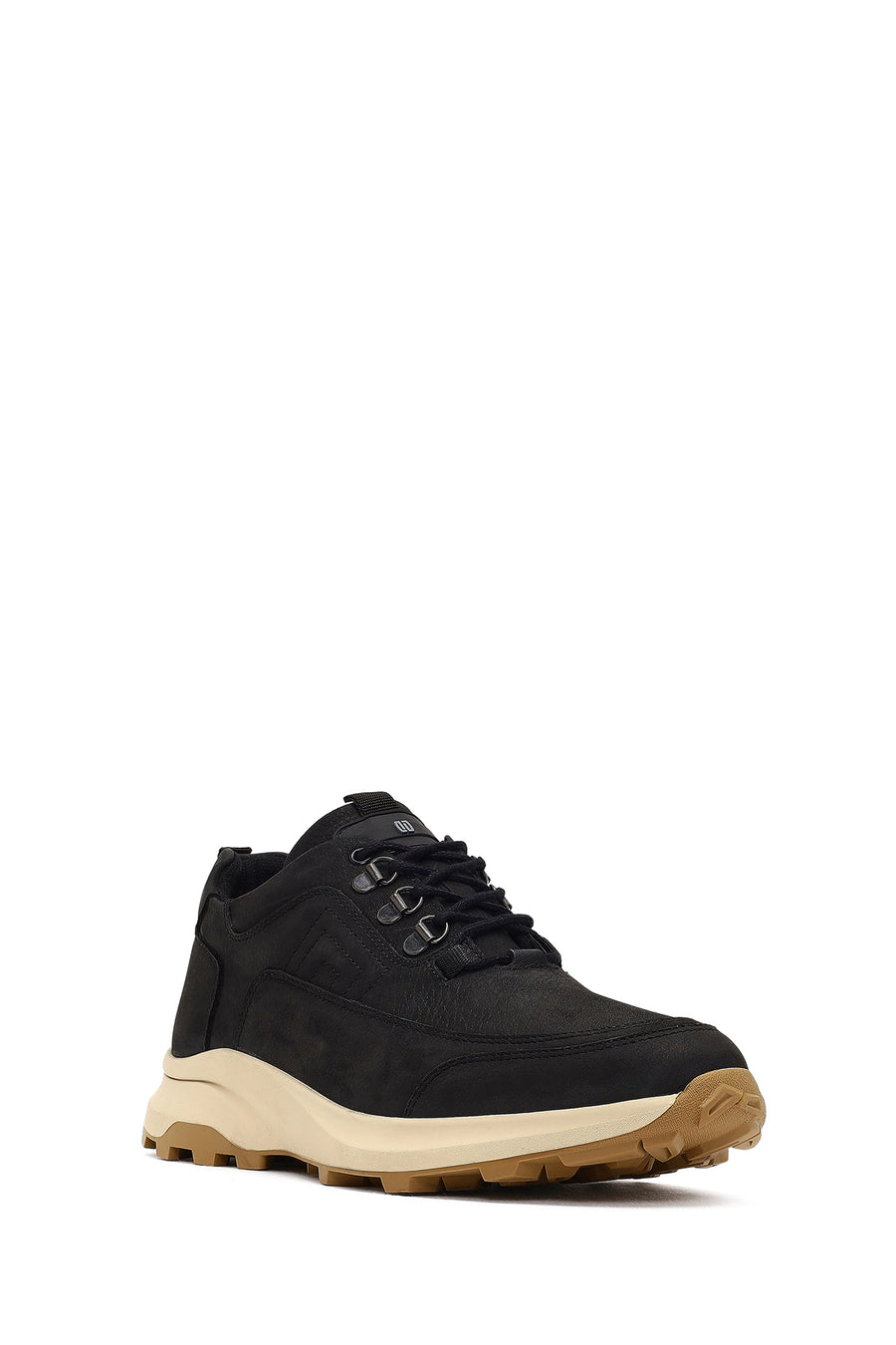 Erkek Siyah Bağcıklı Kalın Tabanlı Nubuk Deri Casual Sneaker
