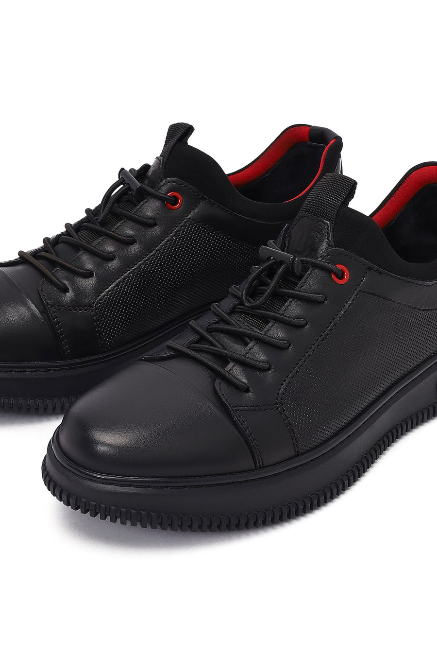 Men's Black Lace-up Leather Casual Shoes