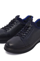 Men's Navy Blue Lace-Up Leather Casual Shoes | Derimod