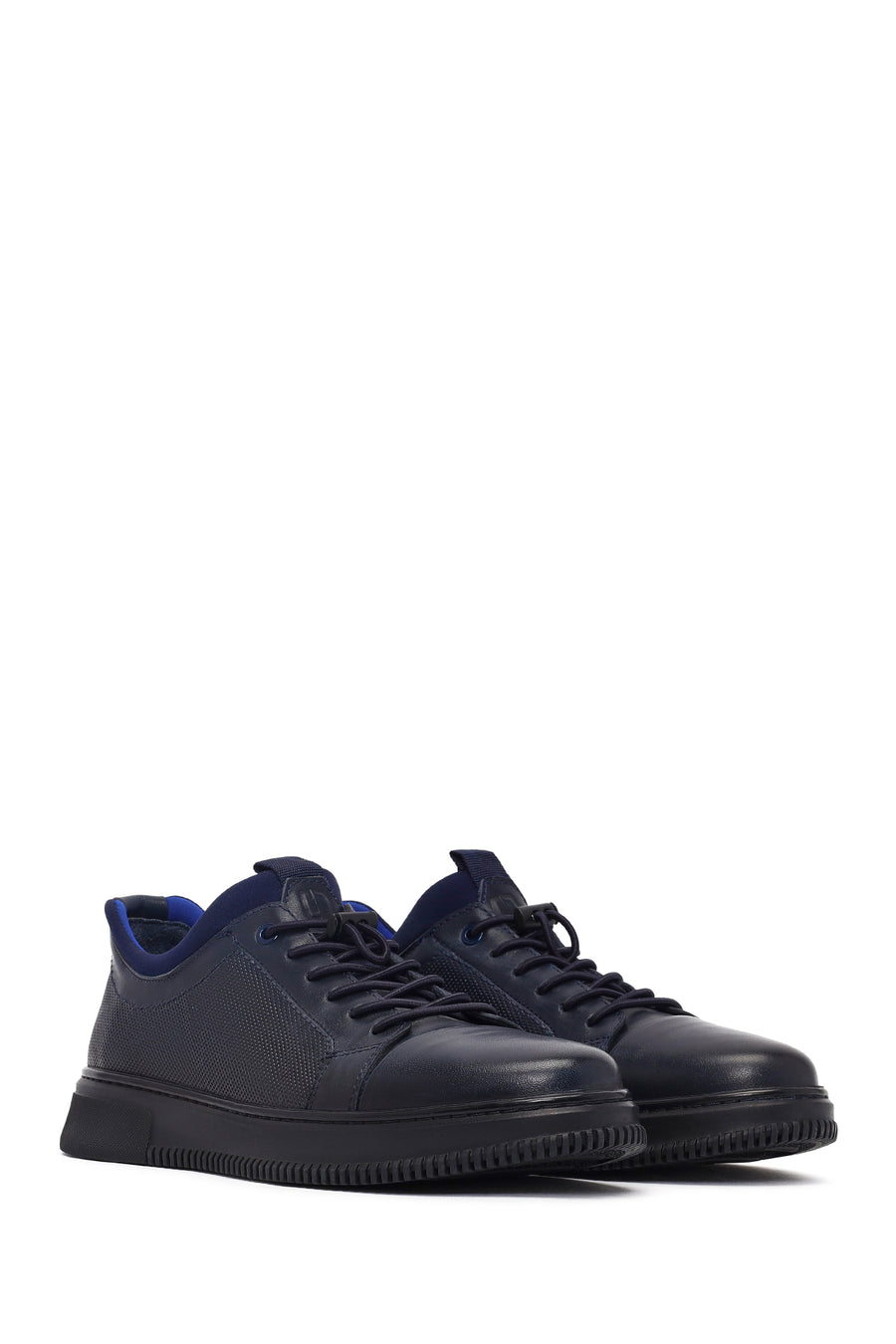 Men's Navy Blue Lace-Up Leather Casual Shoes