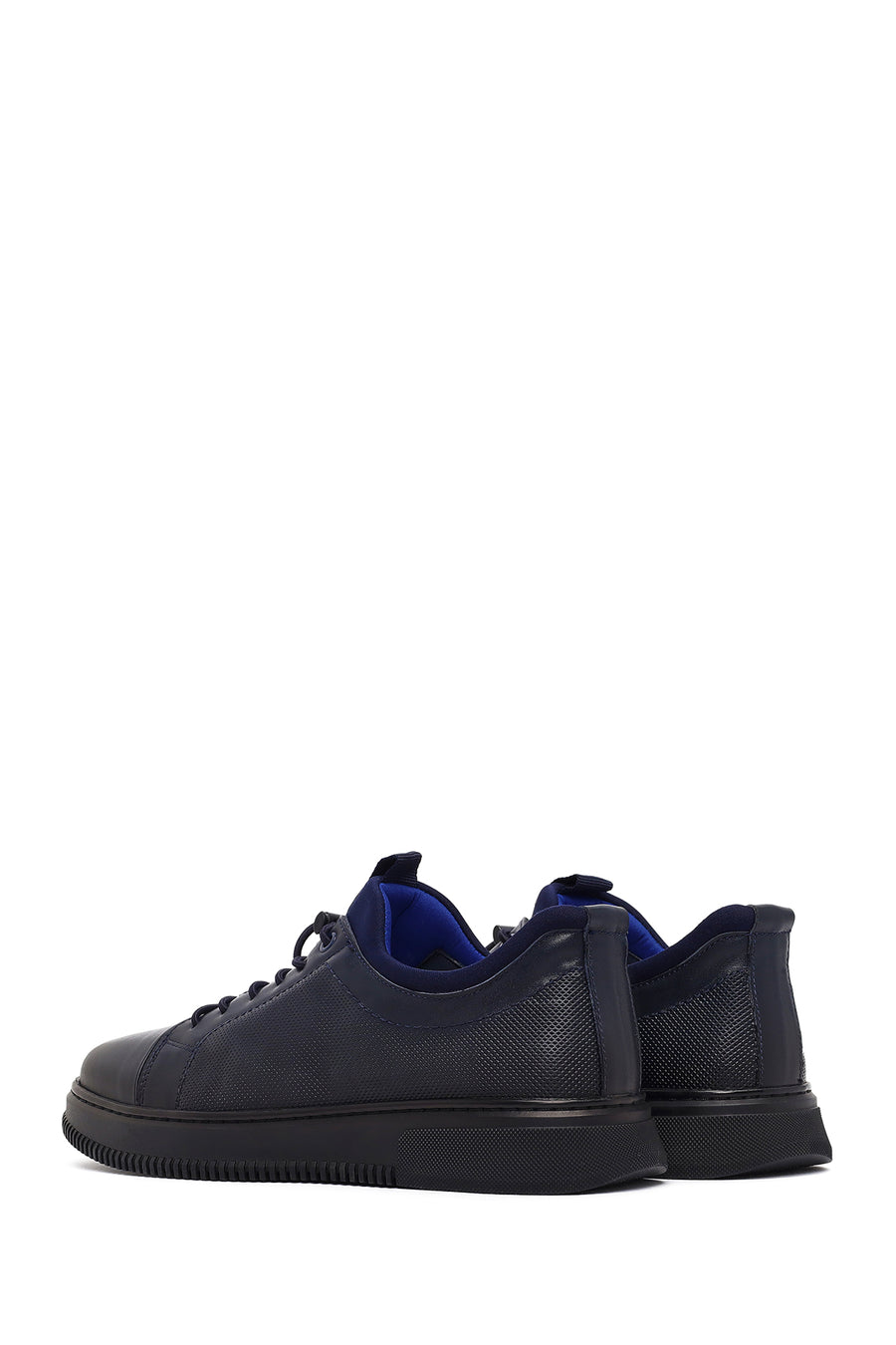 Men's Navy Blue Lace-Up Leather Casual Shoes