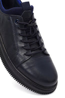 Men's Navy Blue Lace-Up Leather Casual Shoes | Derimod