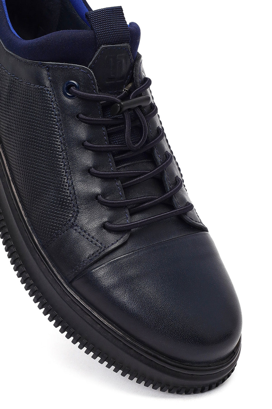 Men's Navy Blue Lace-Up Leather Casual Shoes