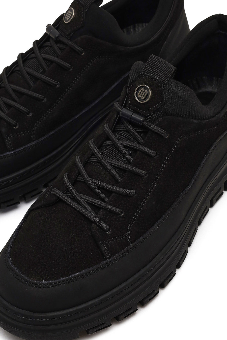 Men's Black Lace-up Nubuck Leather Casual Shoes