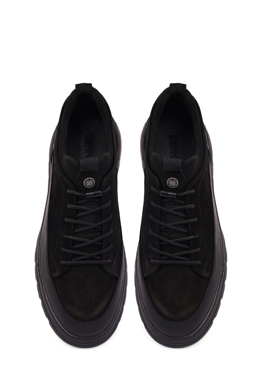 Men's Black Lace-up Nubuck Leather Casual Shoes
