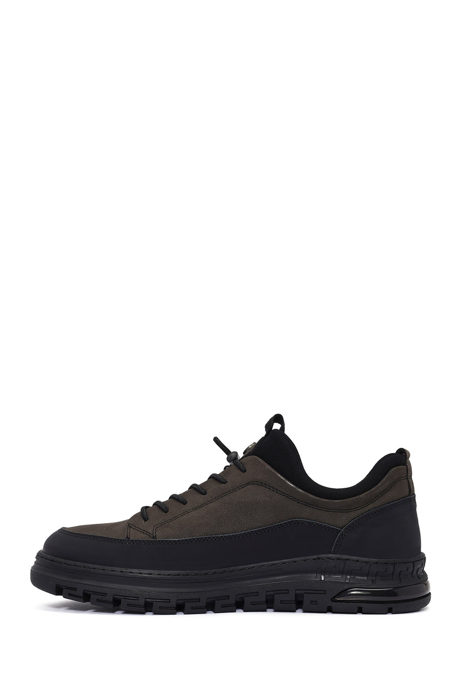 Men's Gray Lace-Up Nubuck Leather Casual Shoes