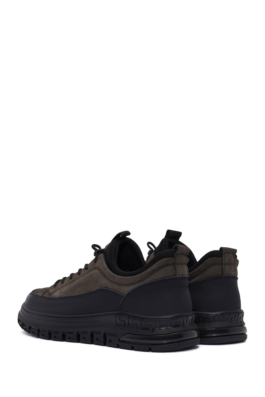 Men's Gray Lace-Up Nubuck Leather Casual Shoes
