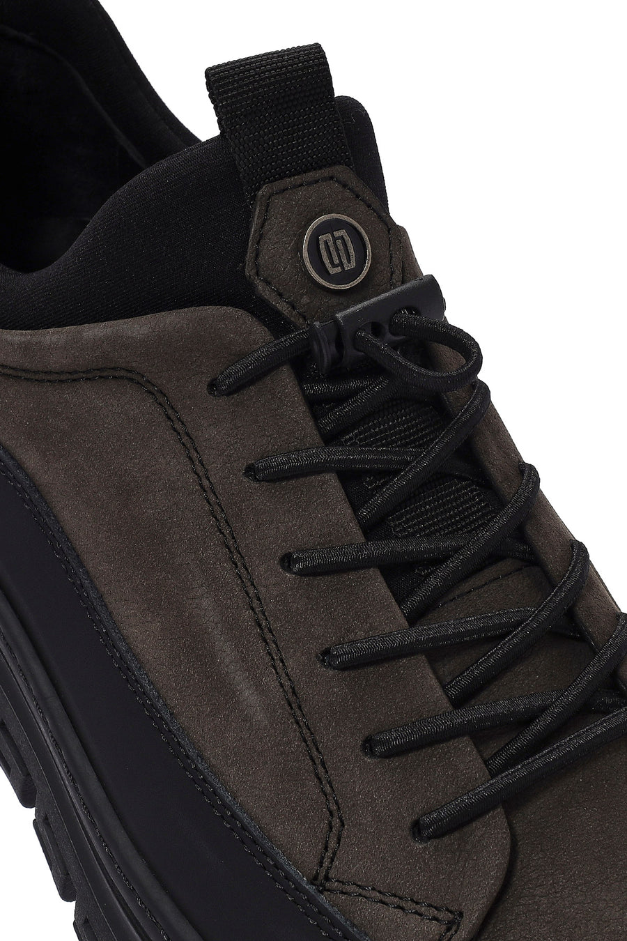 Men's Gray Lace-Up Nubuck Leather Casual Shoes