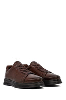 Erkek Kahverengi Bağcıklı Deri Casual Sneaker | Derimod