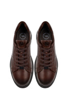 Erkek Kahverengi Bağcıklı Deri Casual Sneaker | Derimod