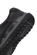 Erkek Siyah Bağcıklı Deri Sneaker | Derimod