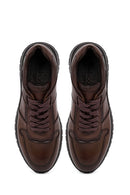 Erkek Kahverengi Bağcıklı Deri Casual Sneaker | Derimod
