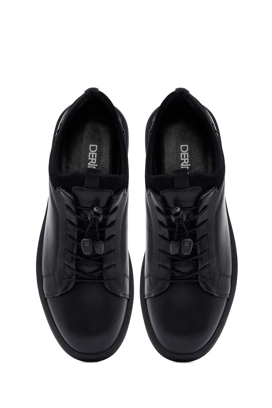 Men's Black Lace-Up Leather Casual Sneakers