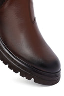 Male Tan Leather Chelsea Boots | Derimod