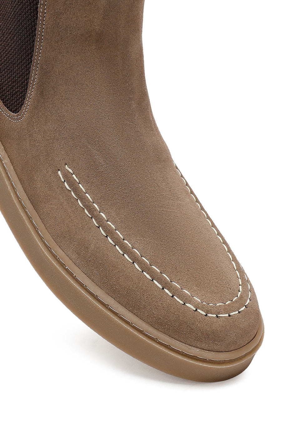 Men's Beige Suede Leather Chelsea Boots