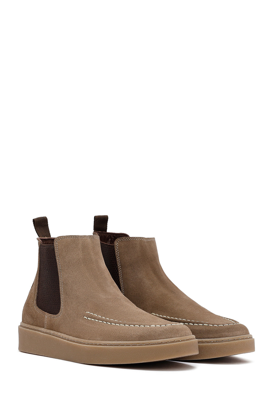 Men's Beige Suede Leather Chelsea Boots