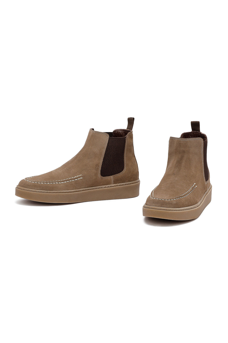 Men's Beige Suede Leather Chelsea Boots