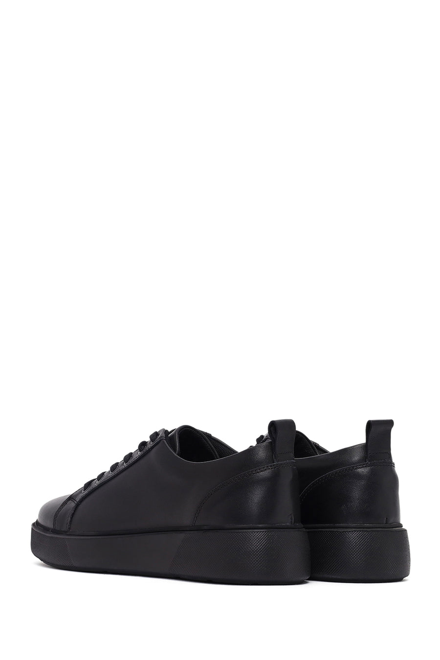 Men's Black Lace Up Leather Sneakers