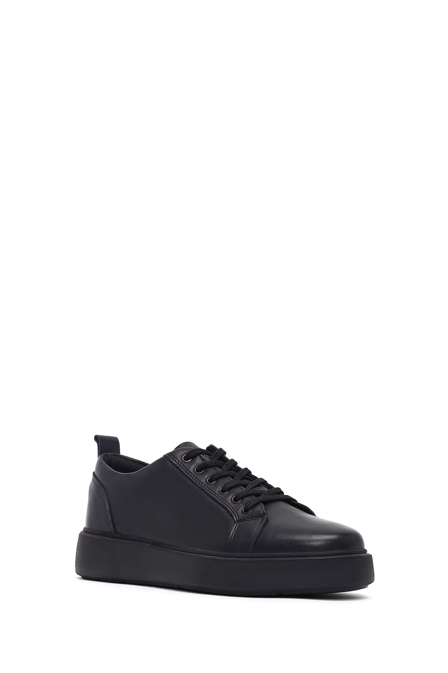 Men's Black Lace Up Leather Sneakers
