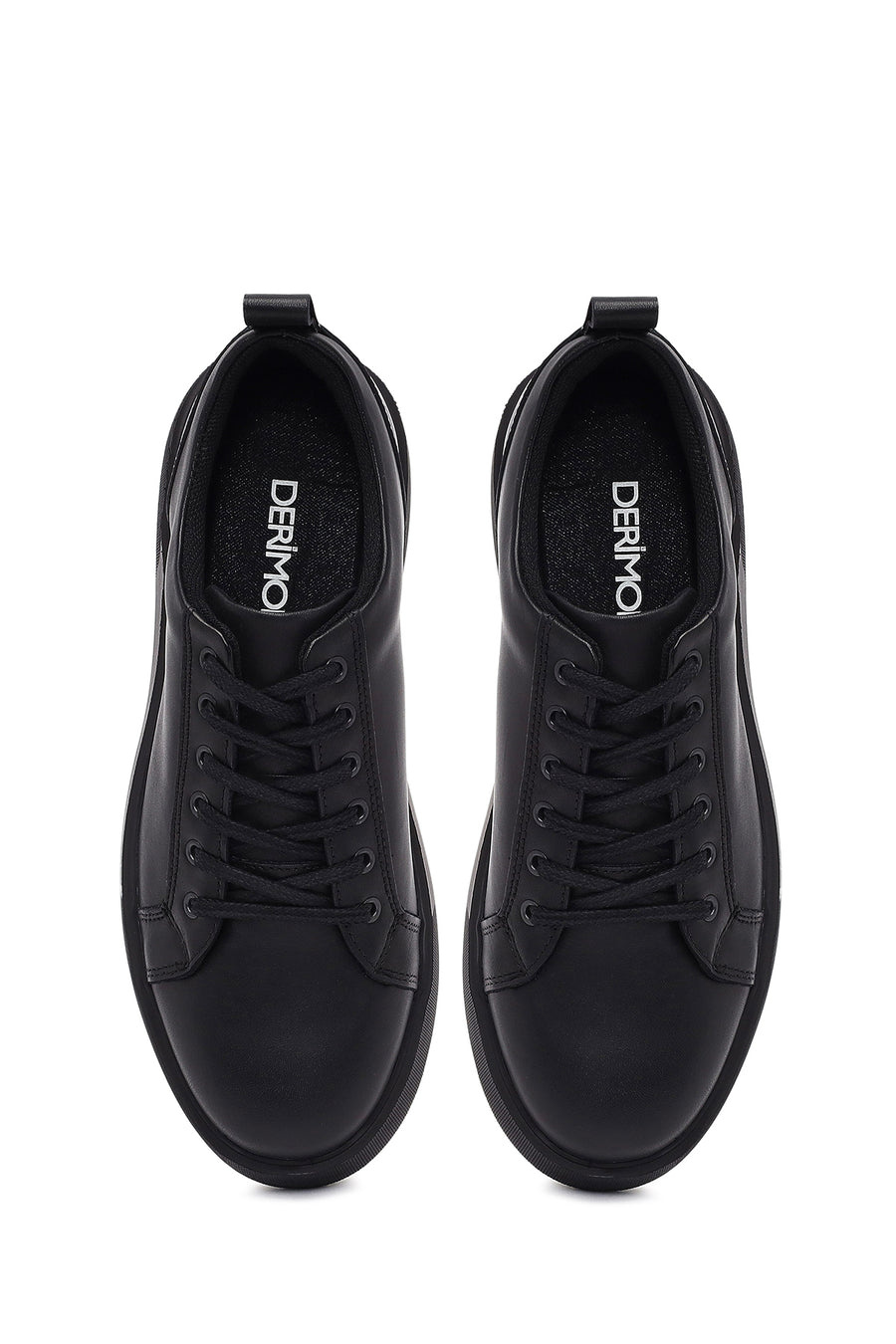 Men's Black Lace Up Leather Sneakers