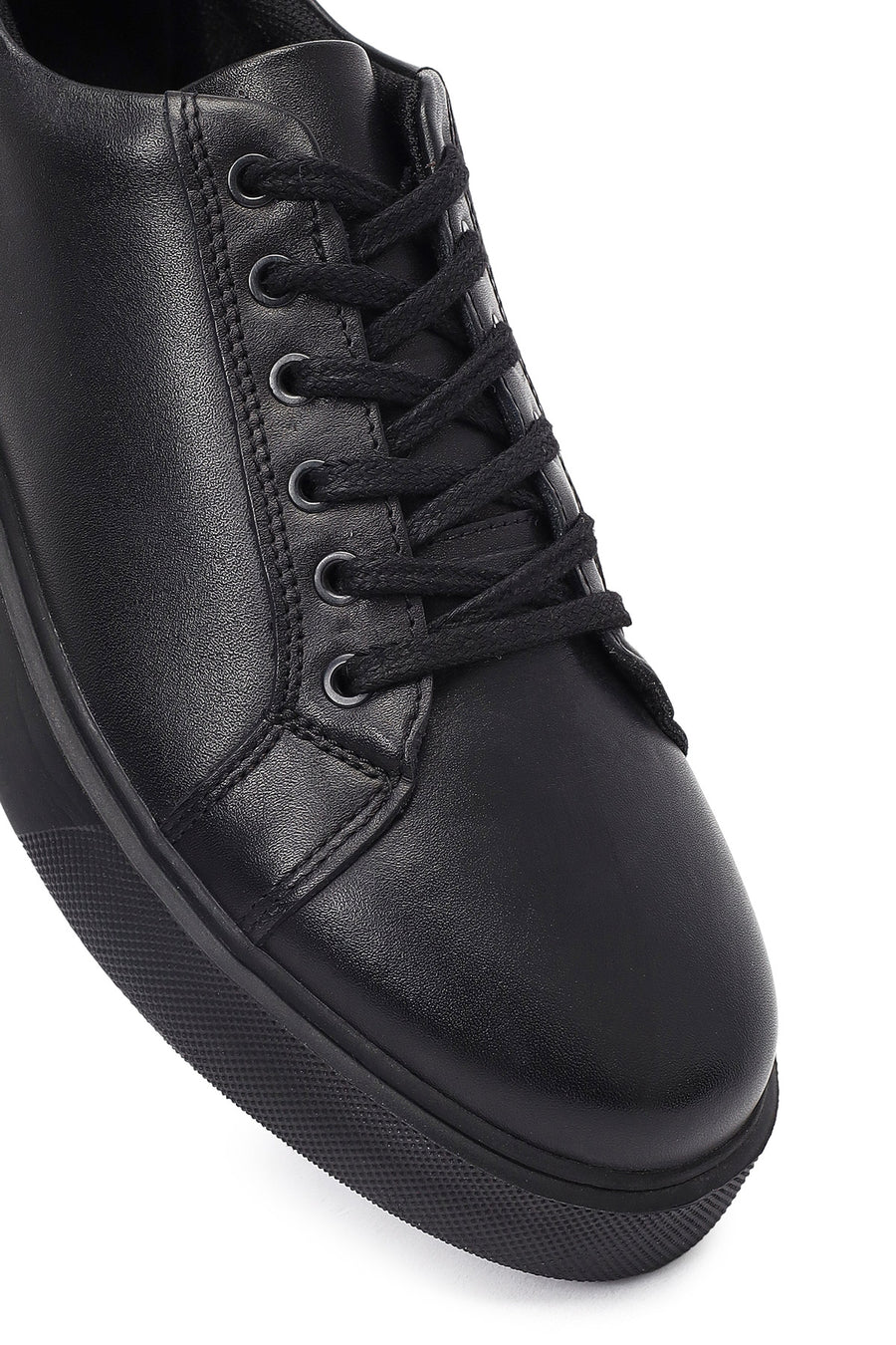 Men's Black Lace Up Leather Sneakers